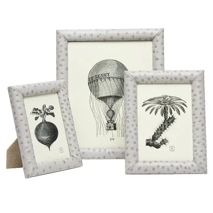 Witney Full-Grain Leather Picture Frames (Light Gray)