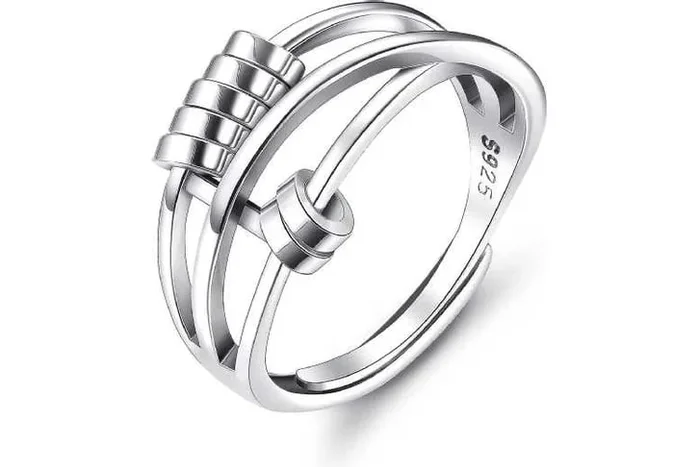 Women’s 925 Sterling Silver Spinner Anxiety Relief Statement Ring