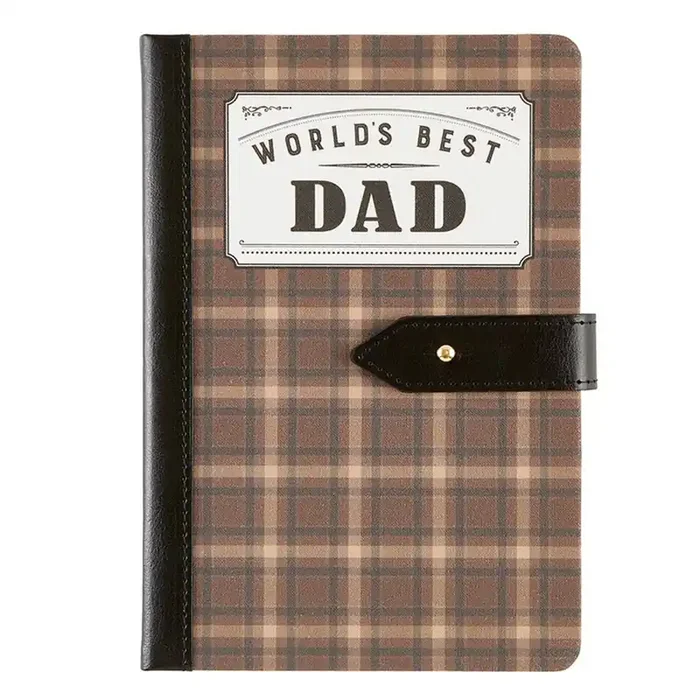 World‘s Best Dad Strap Journal Gifts for Him Plaid Vegan Leather Bound
