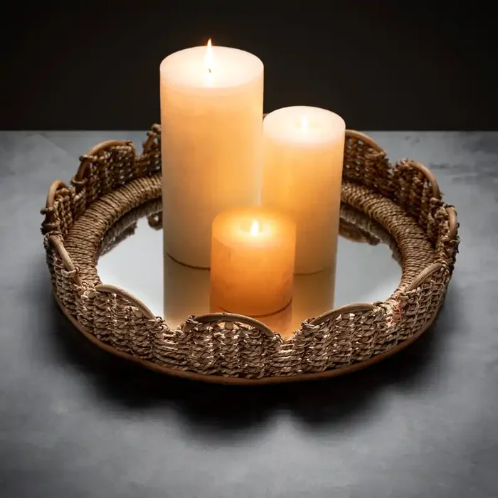 Woven Mirrored Tray, 2 sizes