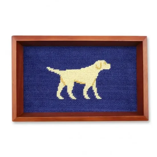 Yellow Lab Walking Needlepoint Valet Tray