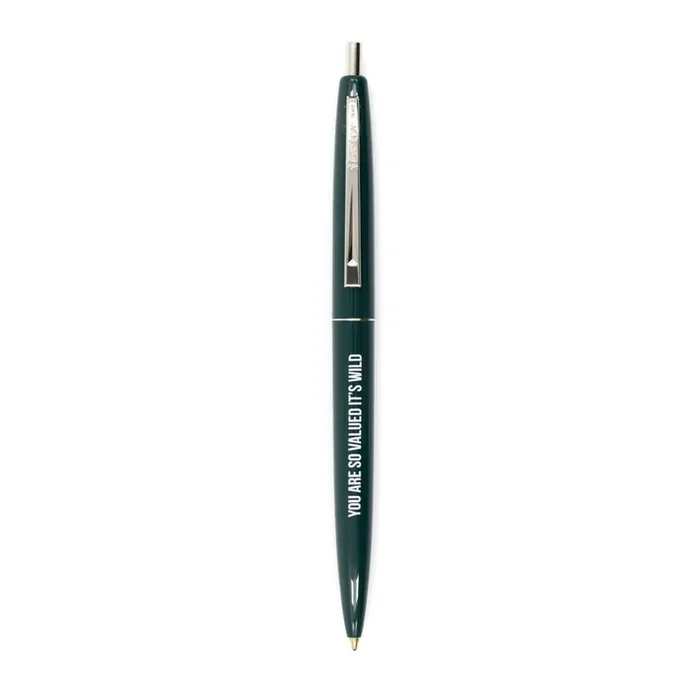 You Are So Valued It‘s Wild Refillable Pen in Forest Green and Silver Employee Appreciation