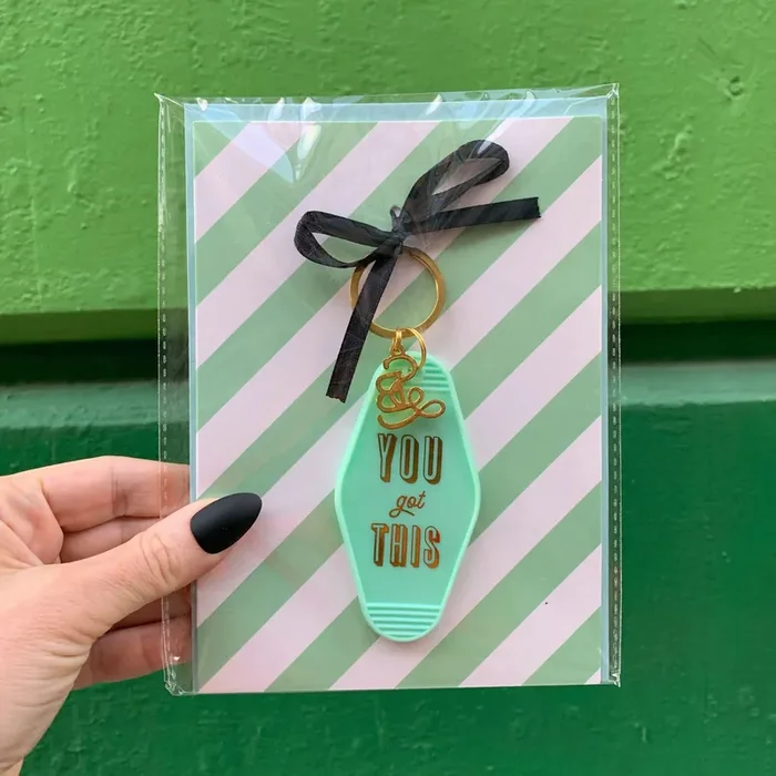 You Got This Motel Style Keychain with Greeting Card Gift for Her