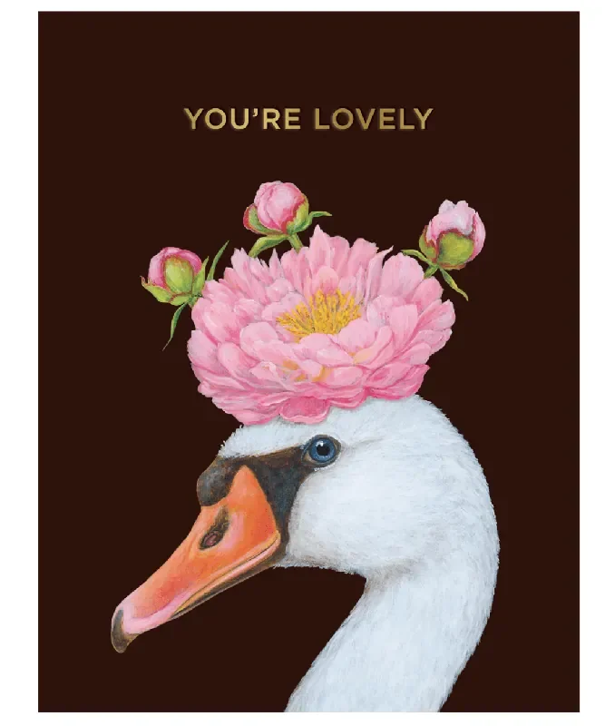 You‘re Lovely Swan Card – A2 with foil – 4.25″ x 5.5″- Hester & Cook