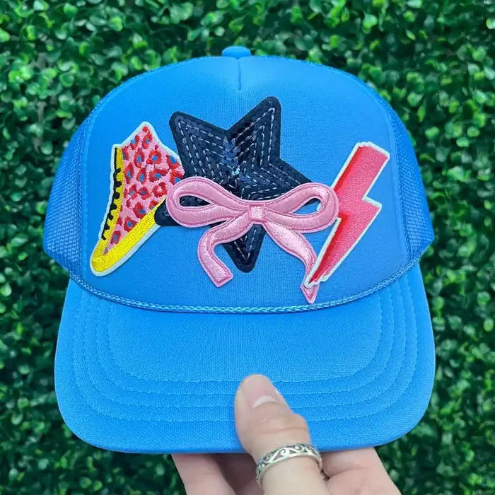 Youth Hightop Vibes Patch Puff Trucker Hat • Blue