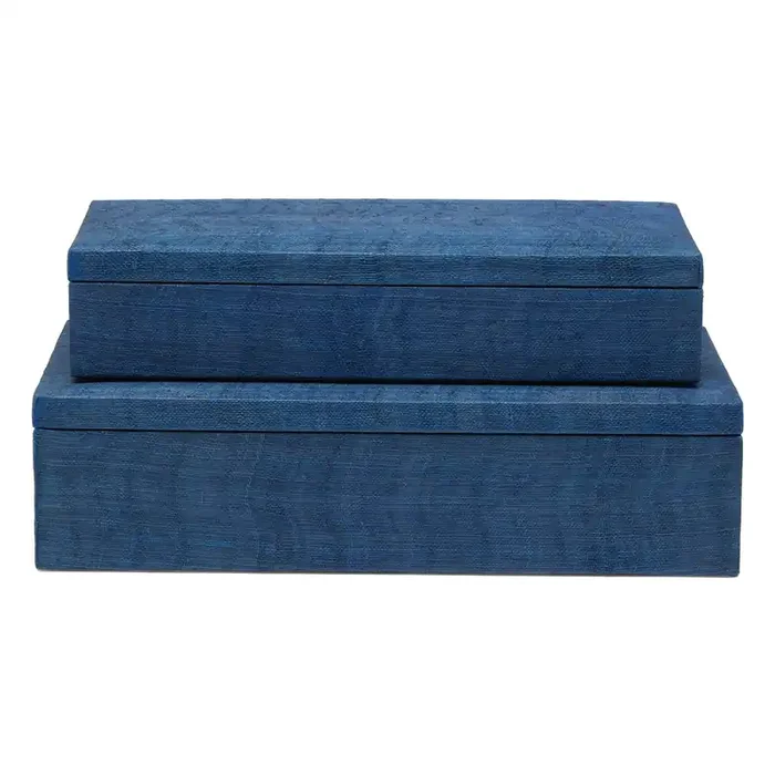 Zamora Navy Silken Abaca Rectangle Box Set/2
