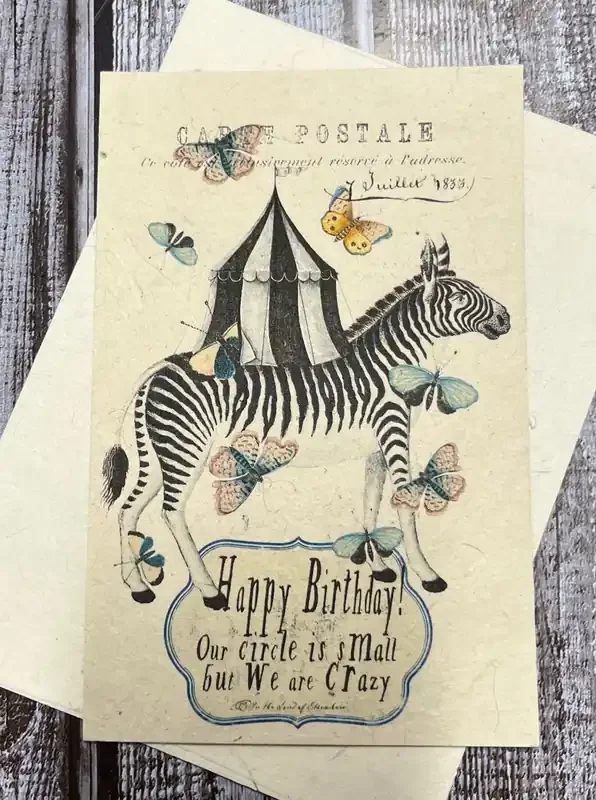Zebra Circus Happy Birthday Plantable Postcard