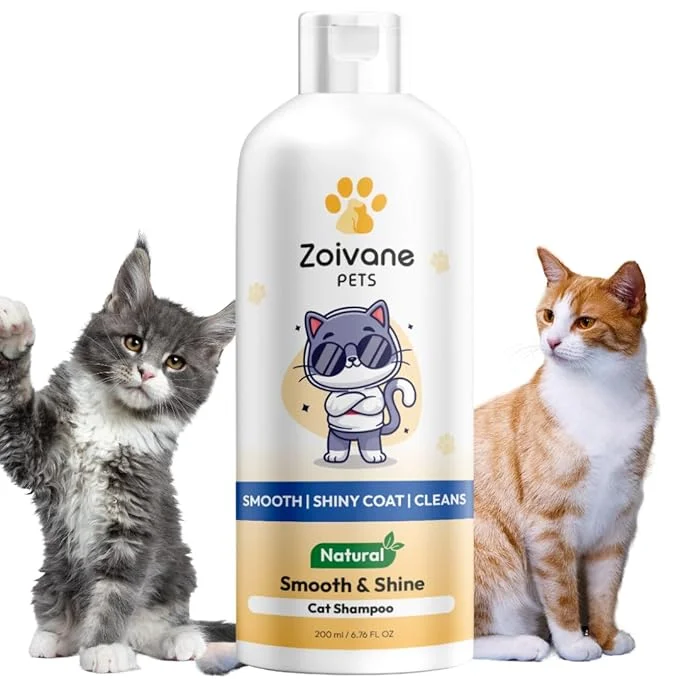 Zoivane Cat Shampoo Smooth & Shine | 200 Ml | Cat Accessories for Nourishing Hair & Shiny Body Wash | Suitable for All Cat Types
