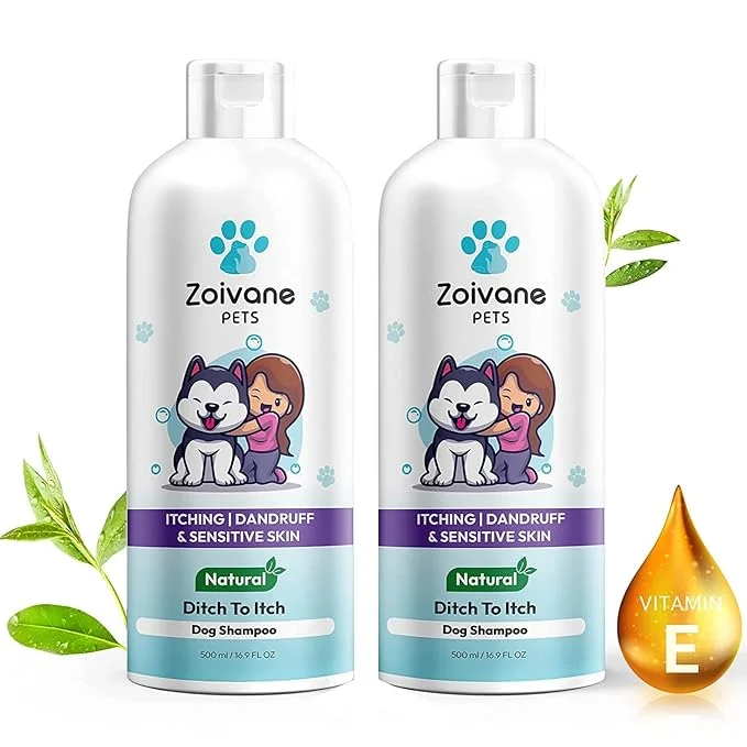 Zoivane Dog Shampoo | Ditch to Itch & Dog Anti Dandruff Shampoo – 500 Ml | Pet Shampoo for Dogs | Pack of 2