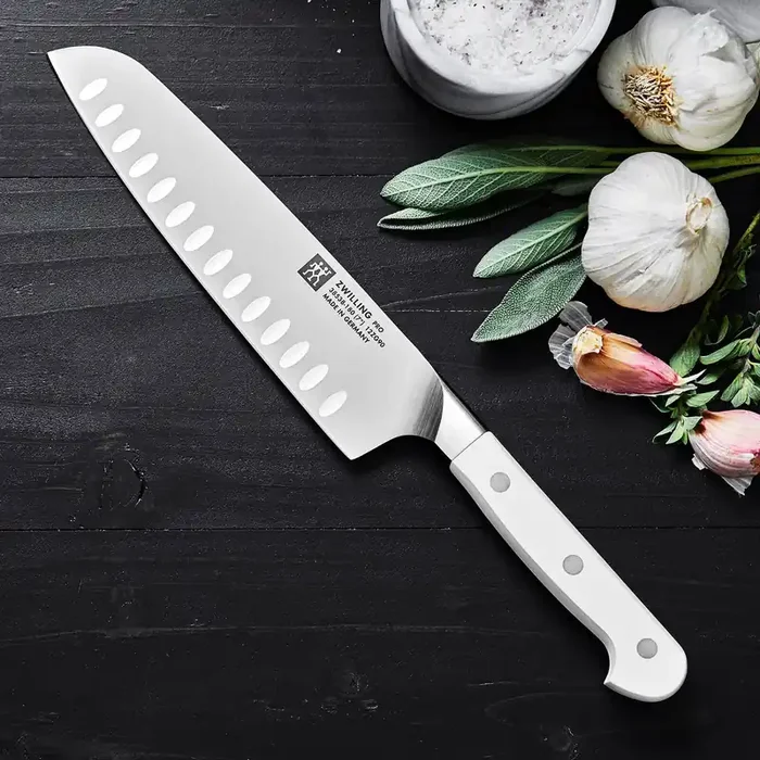 Zwilling Pro Le Blanc 7″ Slim Hollow Edge Santoku Knife